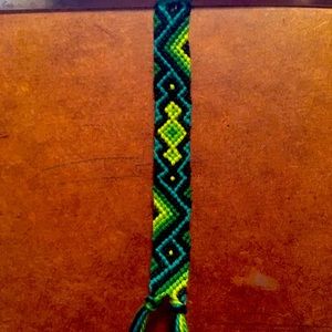 Handmade blue and green string buckle bracelet
